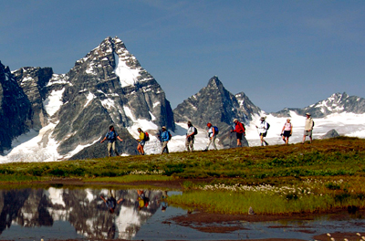 Hikers from the Purcell Mountain Lodge enjoy one of the many hikes available.