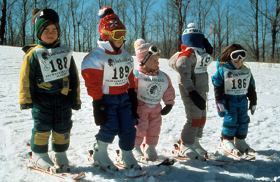 Children Ready for Downhill Ski Race.