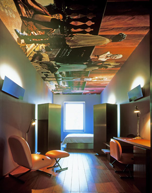 The Hotel, accommodations with murals on the ceiling; Photo by Sandy Zimmerman
